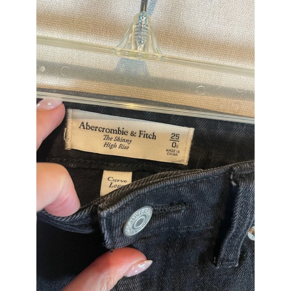 Abercrombie & Fitch Curve Love The Skinny High‎ Rise Split Hem Black Jeans 25 0S